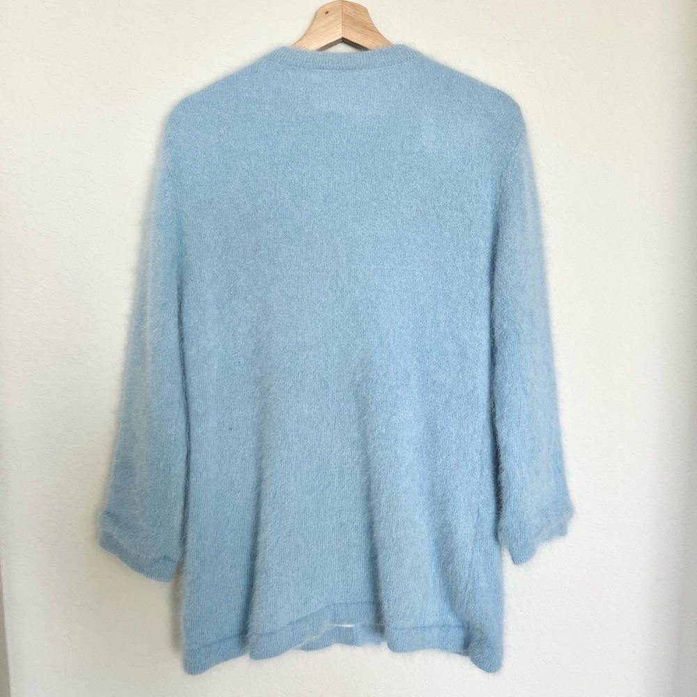 Patty Kim NY Jacket Womens Small S Baby Blue Angora Gold Button Preppy Cardigan - Picture 4 of 11